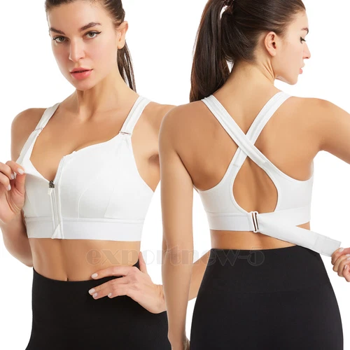 Damen Frontreißverschluss Sport Tank BH bequem & hautfreundlich Racerback Alltag - Bild 25 von 43