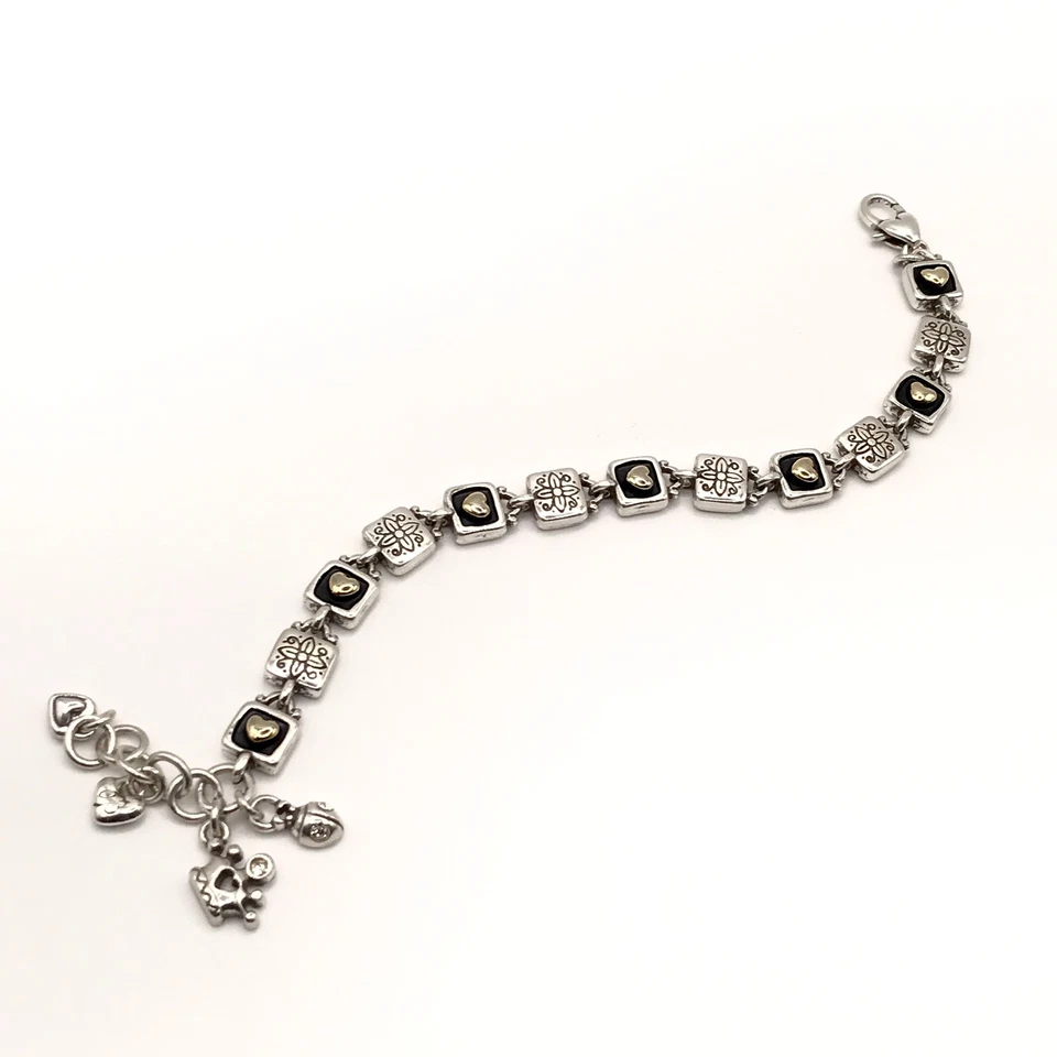 Brazalete de eslabones Brighton Love Reigns placa de oro y plata corona Ladybug corazón de colección Foto 3 de 4