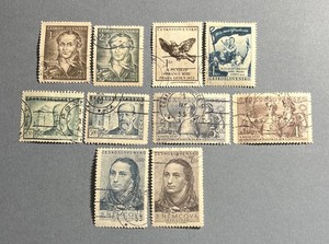 10 Czechoslovakia Stamps, 5 Complete Comm. Sets , Precanceled OG ,1949-1953