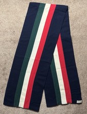 Vtg All Wool Navy Blue, Red, White, Green Scarf 60s-70s  Made in England Read 