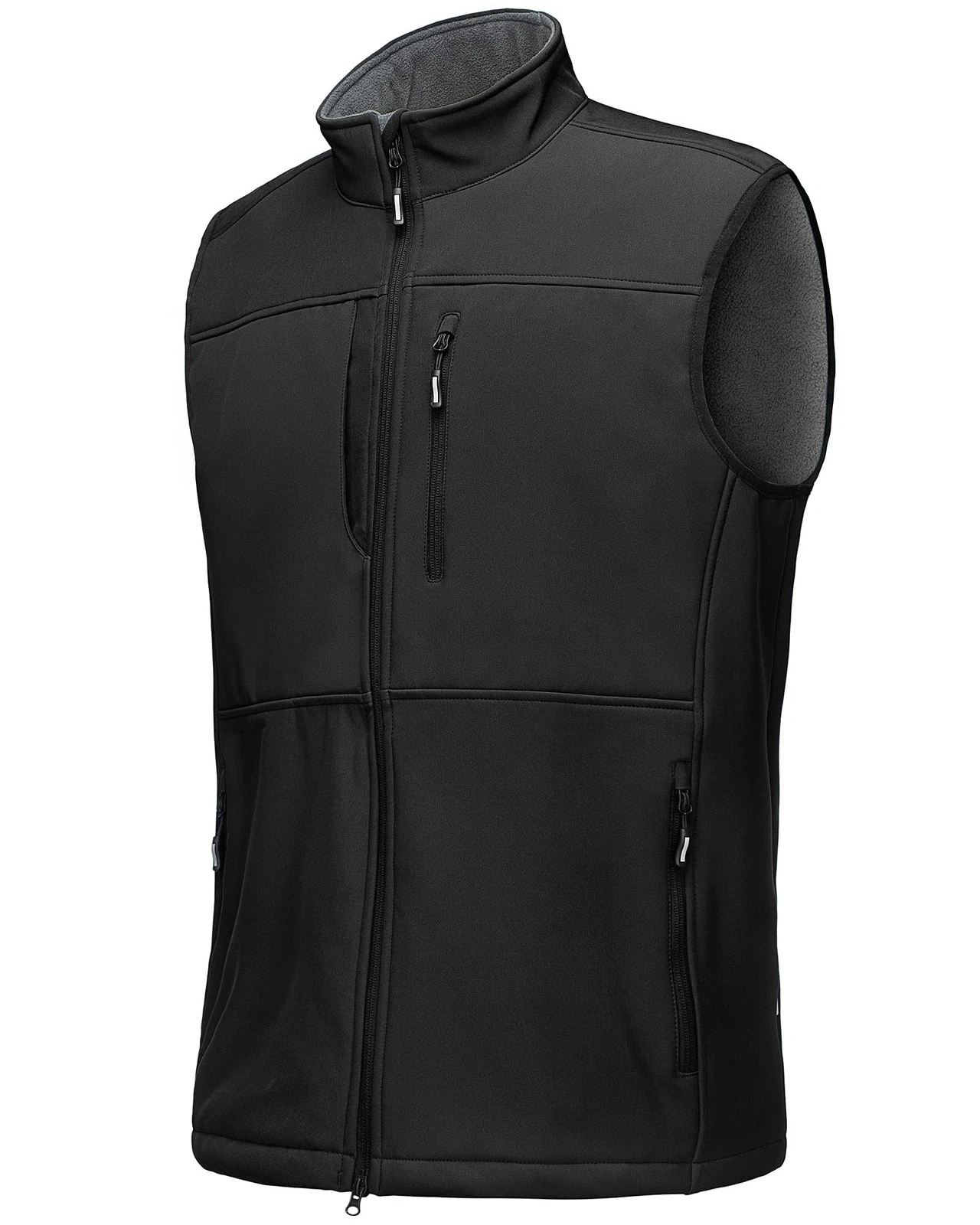 Men's Running Vest Outerwear, Lightweight Windproof Fleece-Lined Softshell Sl...