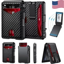 Men's Slim RFID-Blocking Pop-Up Bifold Wallet with Money Clip –Minimalist Design