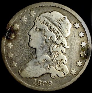 1838 Bust Silver Quarter Dollar 25C with VF Details. ONLY 366k Minted
