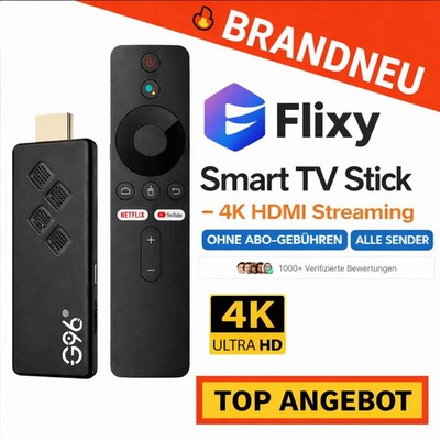 Flixy  Smart TV Stick - 4K HDMI Streaming | Ohne Abo-Gebühren | Alle Sender