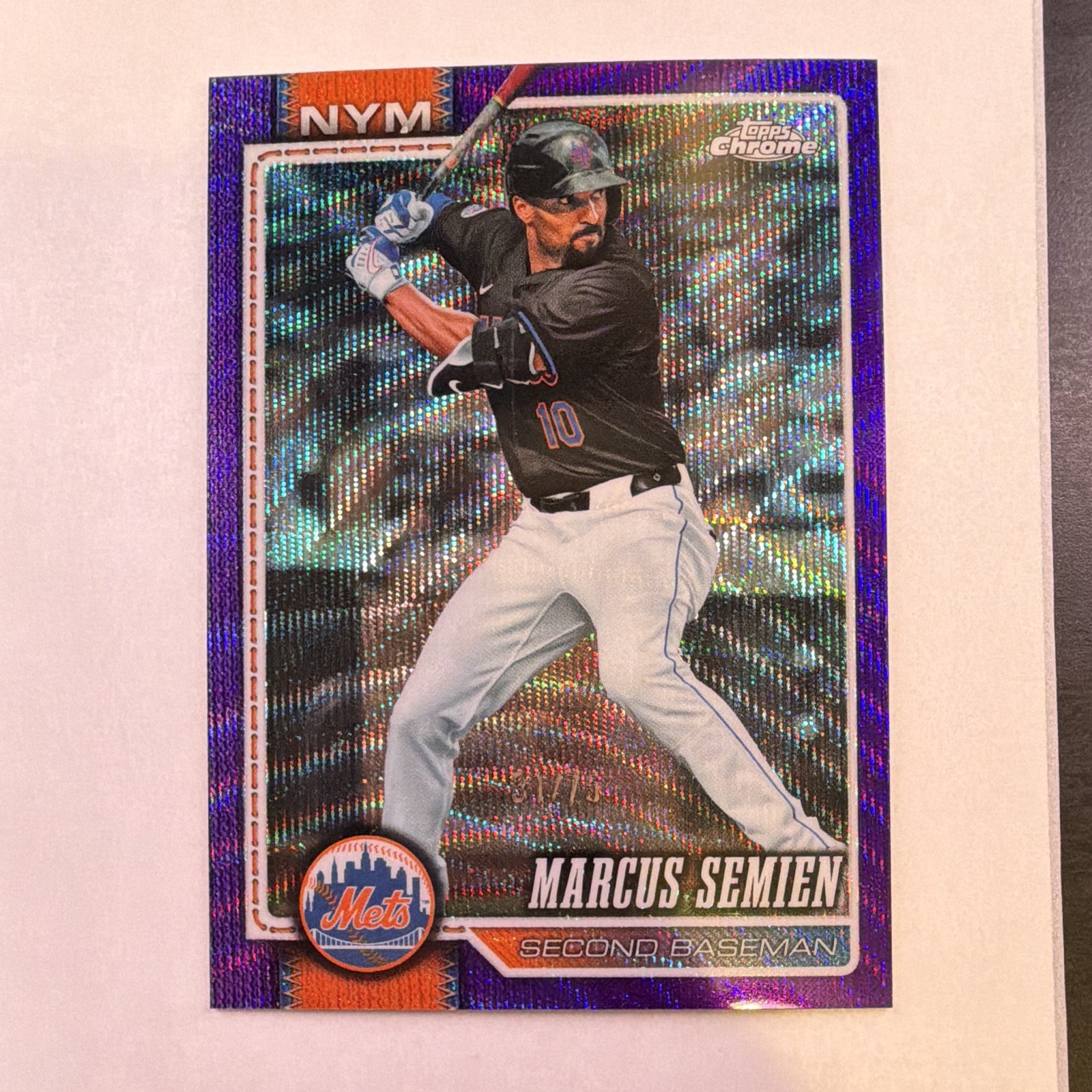 Topps Chrome 2026 Baseball Marcus Semien Purple Wave Refractor /75 Mets