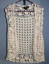 Vintage Ivory Knit Crochet Vest by oneSTEPup One Size - Boho