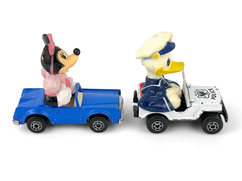 1979 Matchbox Disney Cars Donald Duck Police Jeep & Minnie Mouse Convertible Lot - Image 2 of 4