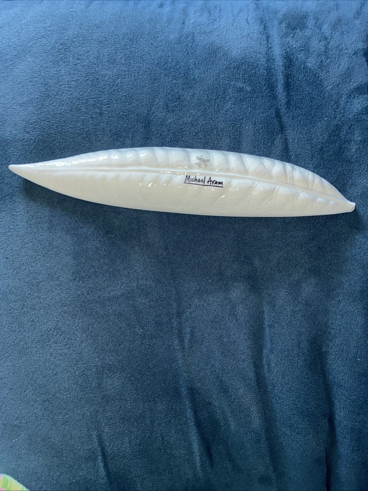 "Hermosa pieza de servir Michael Aram hoja blanca 11"" con diseño craquelado" Foto 4 de 4