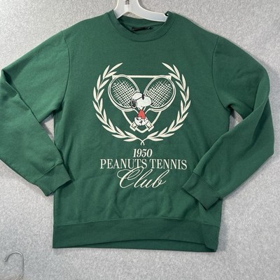 1950 Retro Peanuts Tennis Club Snoopy Charlie Brown Sweatshirt Unisex L Green