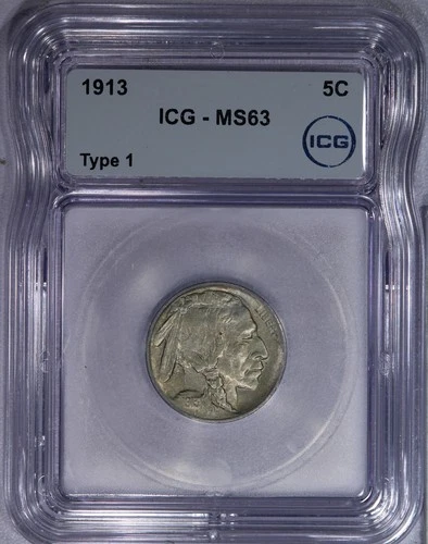 1913 Buffalo Nickel 5C ICG MS63 Type 1