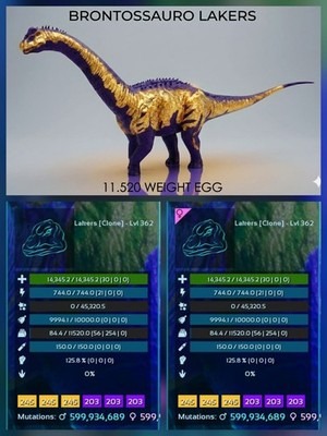 Bronto Top Stats - EGG PAIR -  Ark Survival Ascended Official PVE PC/XBOX/PS5
