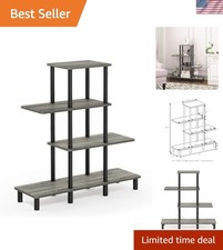 Durable French Oak Grey 4-Tier Shelving Unit – Easy Assembly & Sturdy Design