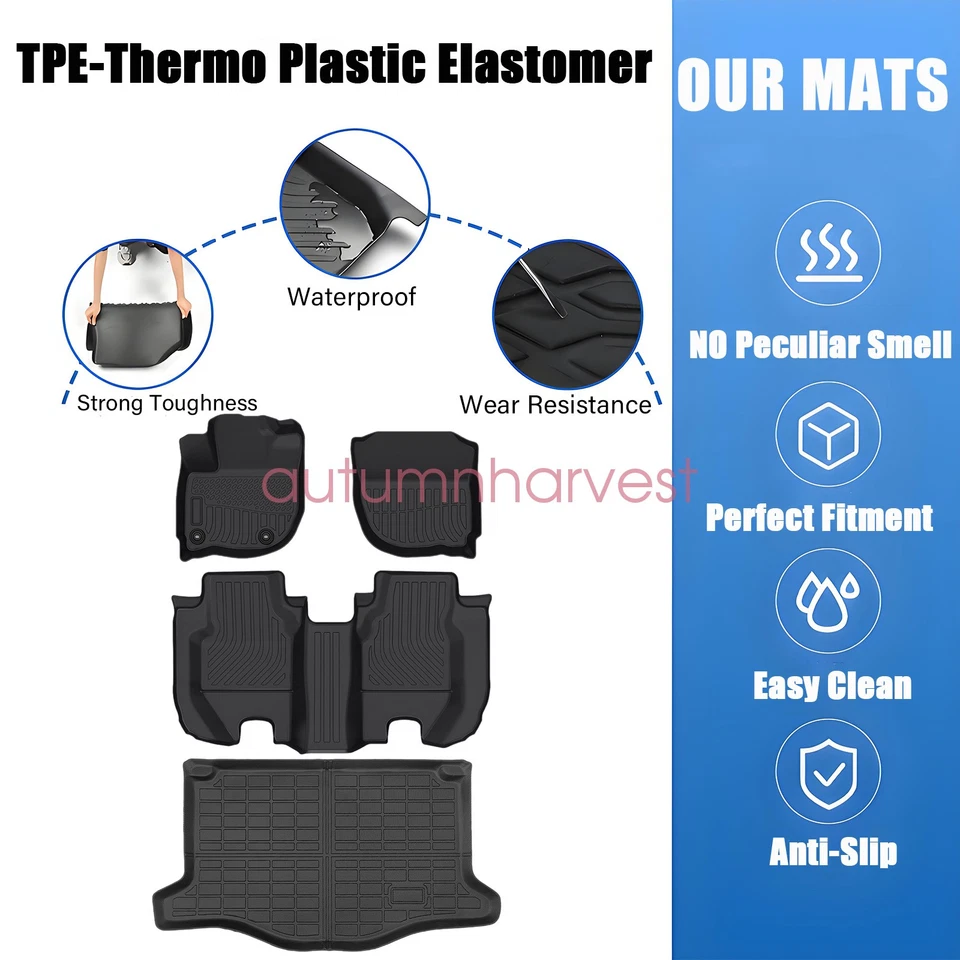 TPE Floor Mats / Trunk Cargo Liner For 2015-2020 Honda Fit 4Door All Weather New Foto 3 de 4