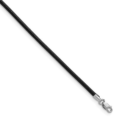 14 Karat Weißgold Verschluss 2 mm 18 Zoll Schwarz Leder Kordel Halskette Damen