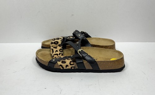 Sandalias de cuero Betula Birkenstock Julie zapatos leopardo pedrería para mujer talla 7 - Imagen 3 de 7