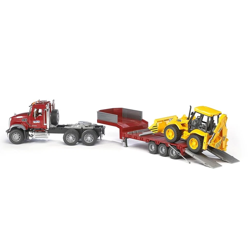 1/16th Bruder MACK Semi Granite Low Loader with JCB Backhoe Loader 02813 - Image 2 of 3