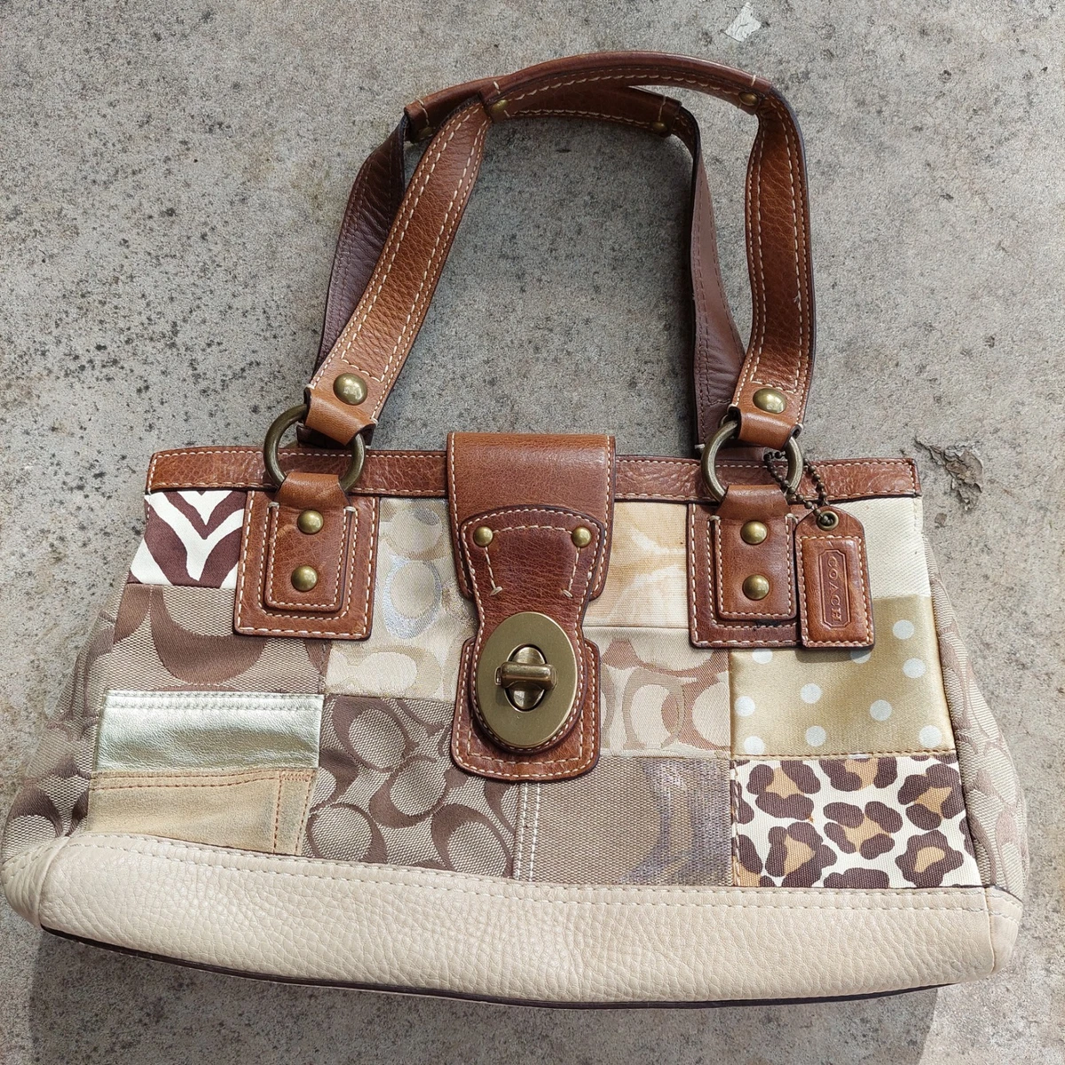 Coach Patchwork Suede Exterior Medium Bags & Handbags for Women
