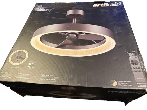 Artika Alton 24 in. Indoor Black+Wood 18.7 in. Integrated LED Ceiling Fan+Remote