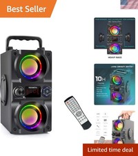 40W Portable Bluetooth Speaker with Dual Subwoofer  LED Lights for Parties