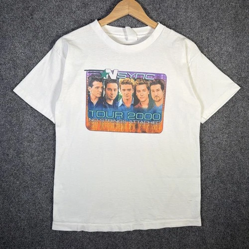 Vintage NSYNC Shirt Mens Small White 2000 Boy Band Tee Justi 2000s vintage concert t-shirt, vintage, size S, single stitch, B+ condition