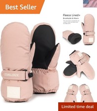 Stylish Kids Pink Winter Ski Mittens - Warm Insulated Gloves for 6-12T