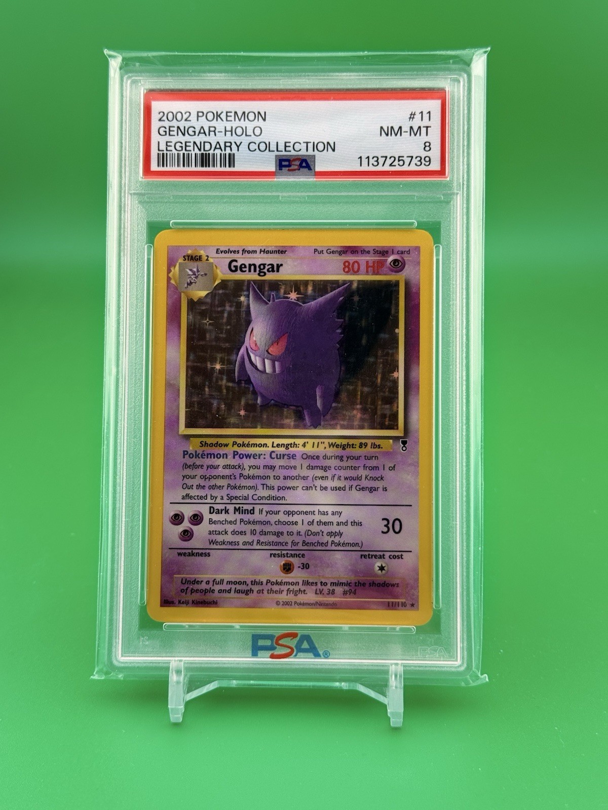 2002 POKEMON LEGENDARY COLLECTION #11 GENGAR-HOLO PSA 8