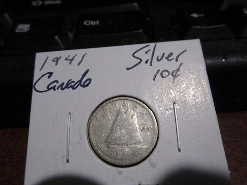 Canada 1941 -  10 Cent Dime Canadian Coin - 80% Silver - ASW 0.06 Oz