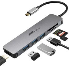 FlePow Dock Station USB Type C Hub Pro Model UCN 328 HDMI SD & Mini 3.0 Silver