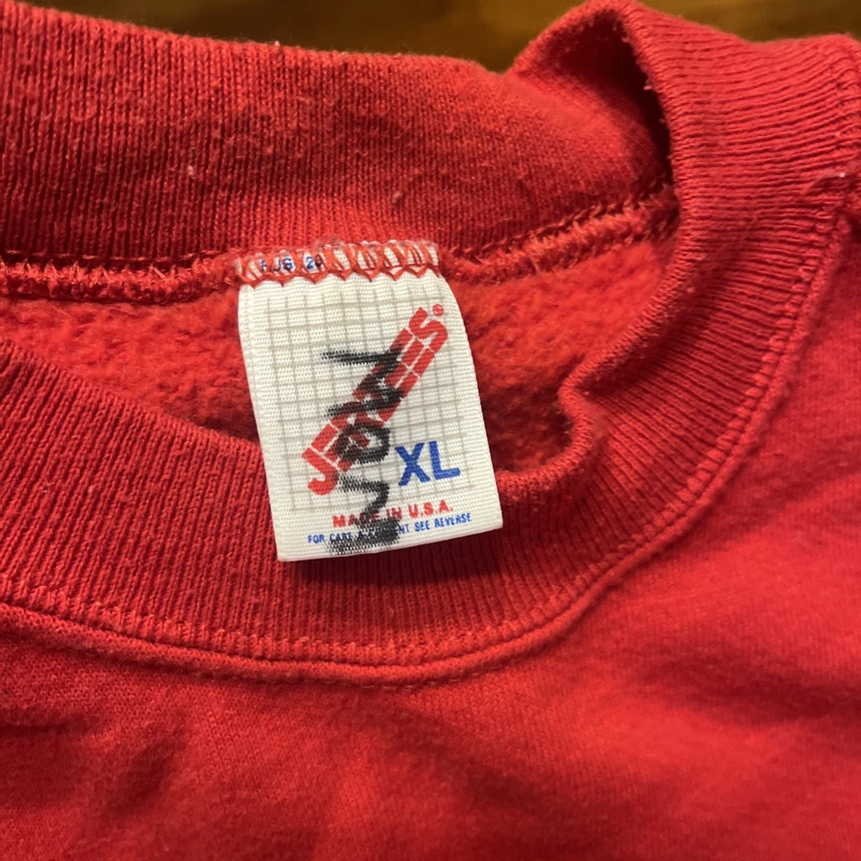 Conjunto de 2 sudaderas y pantalones Jerzees vintage de los años 90 grises rojos XL hechos en EE. UU. Foto 3 de 4