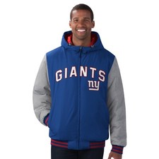 New York Giants Royal NFL Cold Front Polyfill Full Zip Hooded Jacket By G-III