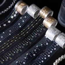 Twinkling Stars Adhesive Masking Tape Glitter Stickers Journal Planner Scrapbook