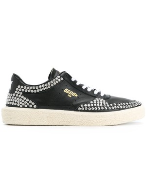 black leather golden goose sneakers