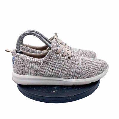 Toms Women's Del Rey Sneaker Size Gray Linen Lace Up Casual Shoe  Walking