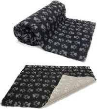 VET BED Charcoal Grey Paws NON-SLIP ROLL WHELPING FLEECE DOG CAT ANIMAL PUPPY BE