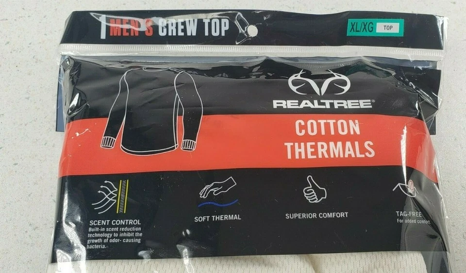 Realtree Men's Cotton Thermal Crew Top*Size XL*Color Naturl*Brand New Sealed* - Image 2 of 4