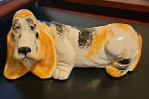 Sad Eyes Ceramic Basset Hound - 9 " Long