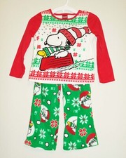 Charlie Brown Christmas Peanuts Snoopy Youth Fleece Pajama Set SIZE Small NWT 