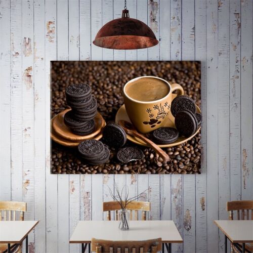 Cartel de lona de café y galletas arte impresiones fotográficas cocina decoración colgante de pared - Imagen 1 de 5