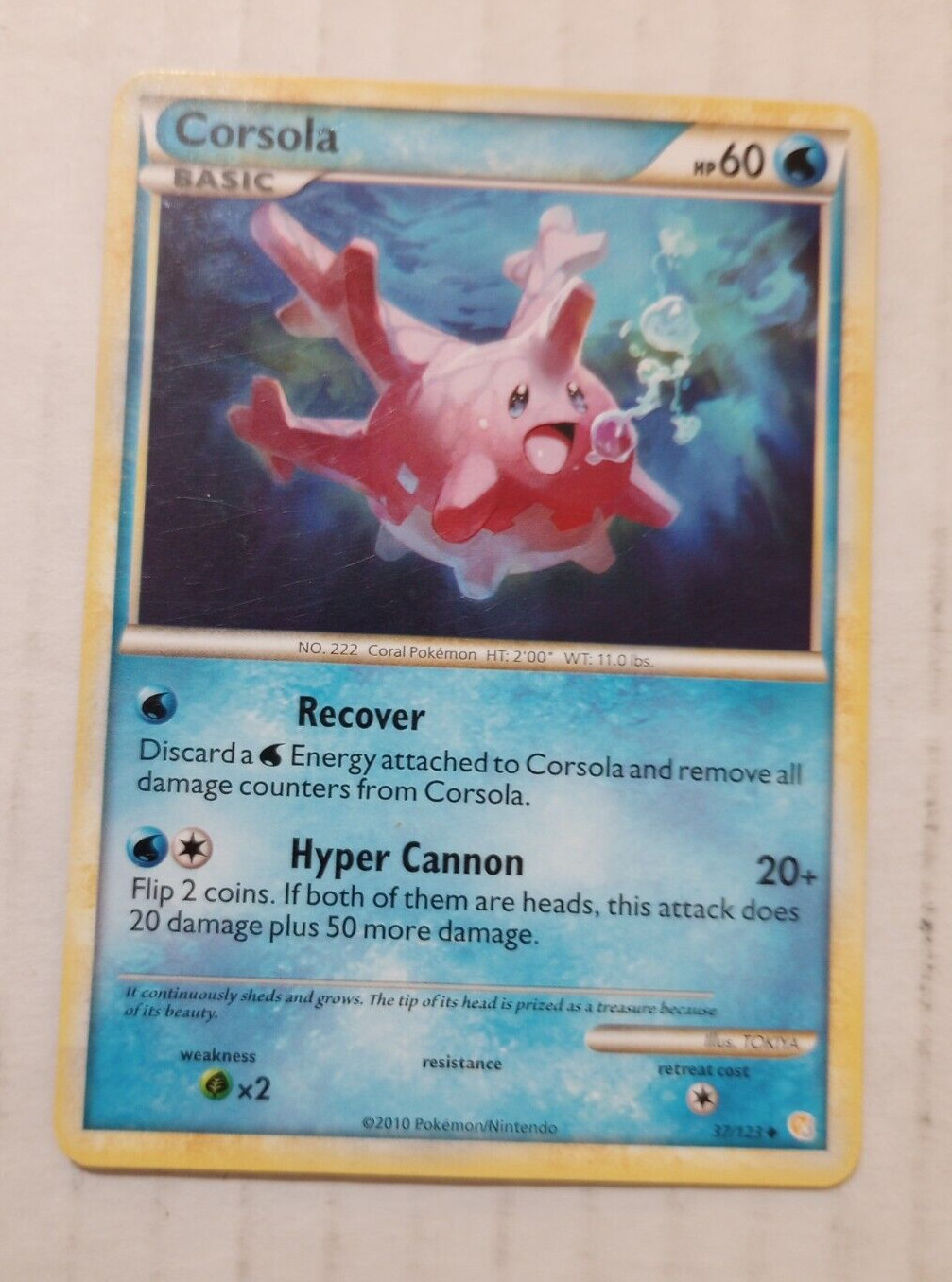 Corsola 37/123 HeartGold SoulSilver HGSS Pokemon Card Non-Holo Uncommon