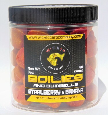 Carp and Catfish Bait Boilies and Dumbells Strawberry&Banana Flavor