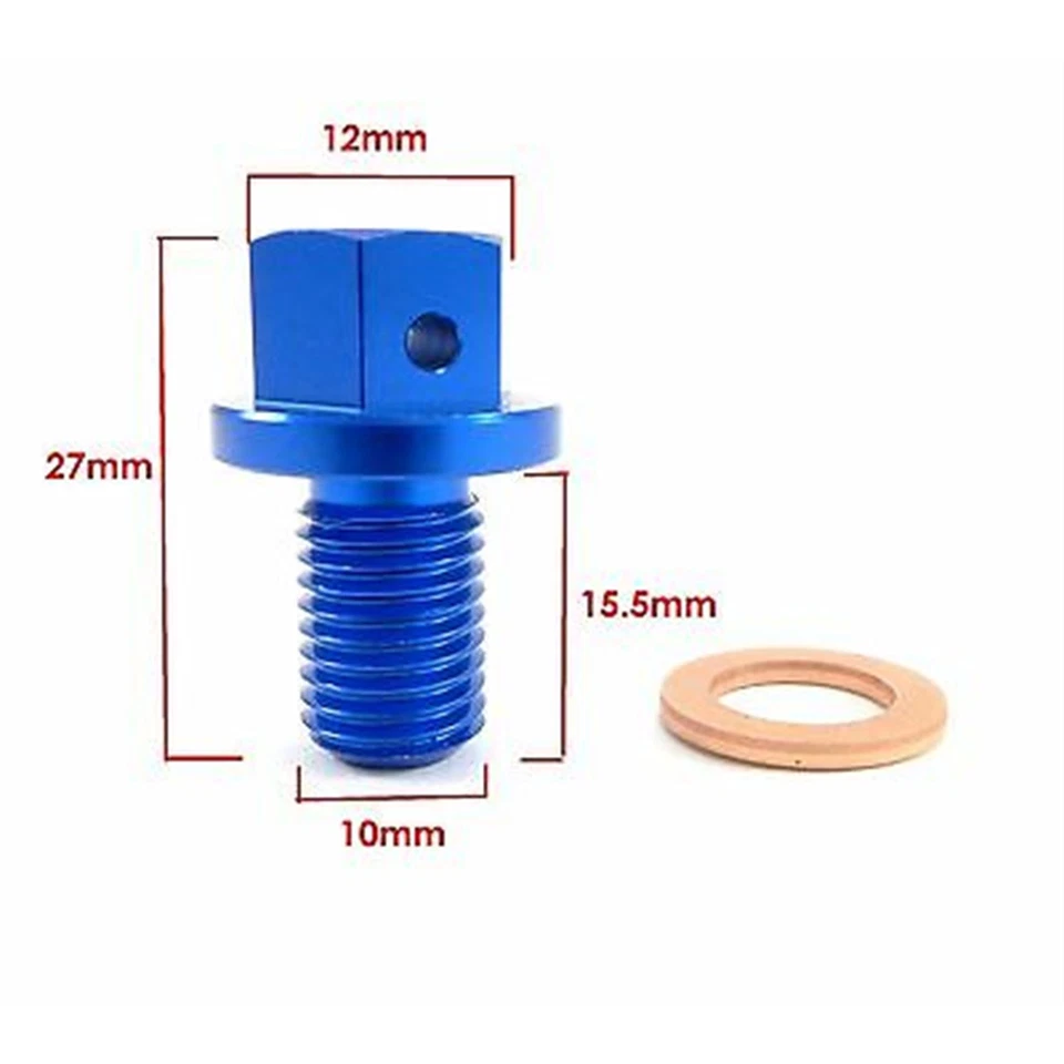 Tapón magnético de drenaje de aceite 10 mm x 1,25 mm x 15,5 mm para Yamaha 95022-10016 / 95027-10 Foto 3 de 4