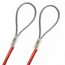 1ft-75ft 1/8" VINYL COATED STEEL CABLE WITH LOOP ENDS 1/16" CORE BLACK WHITE RED