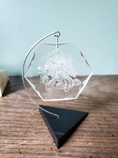 Vtg Christmas Surprise Acrylic Crystal-Clear Decorations Santa Presents Hanging