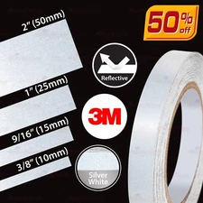 3/8" to 2" REFLECTIVE Night Visibility Weather Resistant 3M Sticker SILVER WHITE