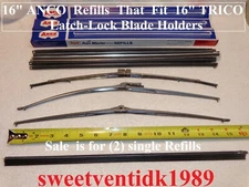 (2) ..‘NOS’ 16” ANCO Refills .. ‘RF-16 Substitutes’ for TRICO Wipers .. USA Made