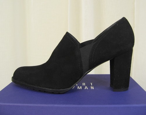 NUEVO EN CAJA STUART WEITZMAN Corral Negro Gamuza/Gorres Botín Tacones Talla 10 NUEVO - Imagen 8 de 12