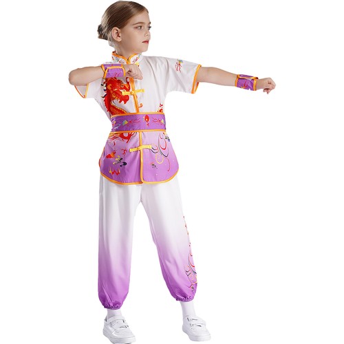 Unisex Kids Kung Fu Suit Performance Set Martial Arts Outfit Boys Pants Girls - Picture 54 of 84