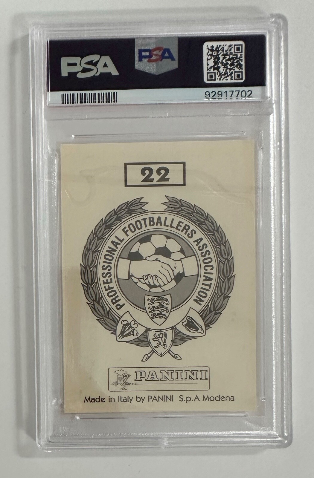 1996 Panini David Beckham RC Official PFA Collections #22 PSA 9 Rookie view 2
