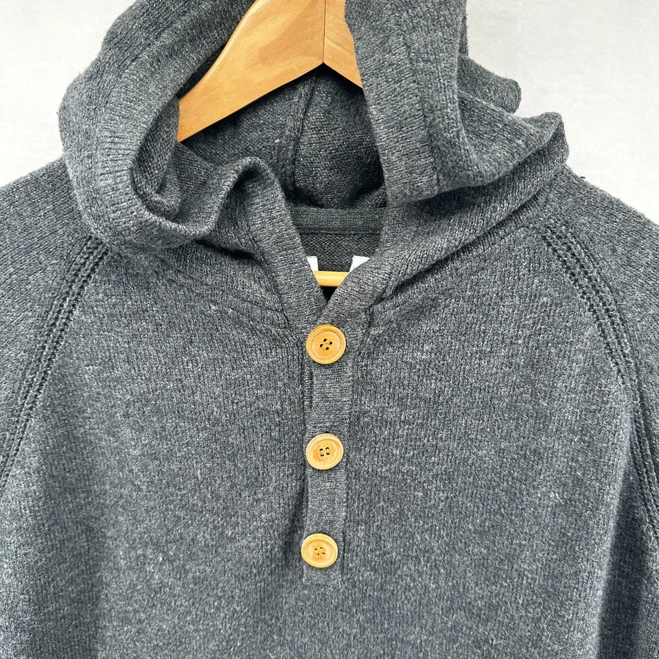 Suéter Henley 7 Diamantes Gris Para Hombre Manga Larga Bolsillo Frontal Con Capucha Tejido Foto 2 de 4