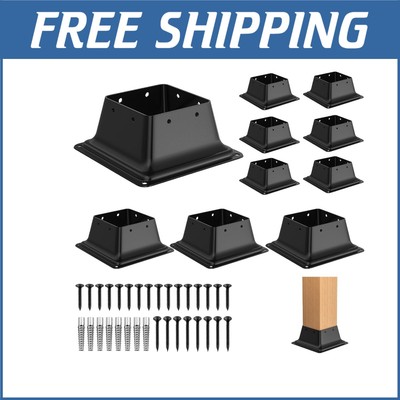 Versatile 4x4 Post Anchor Base - 10 Pcs Heavy-Duty Steel with Installation Kit